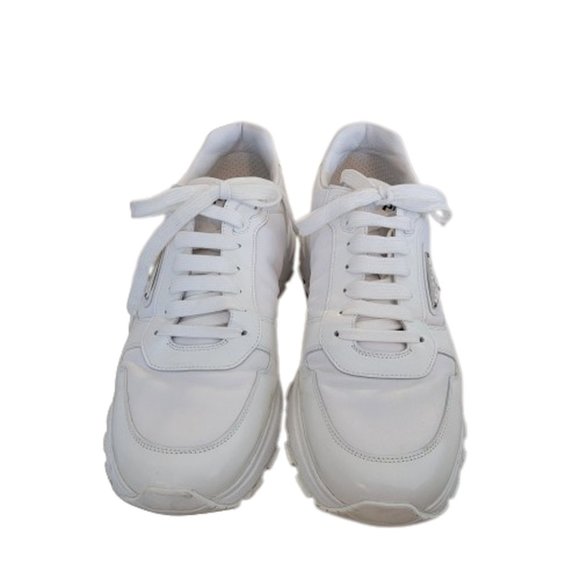 Prada Prax Tonal Low-Top Bianco Calzature Uomo Sneakers Size 10 D Retail $1100 - Picture 6 of 12
